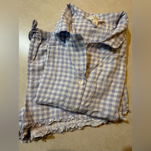 Laura Ashley Light Blue Checkered Pajama Set Size XL - Picture 2 of 8